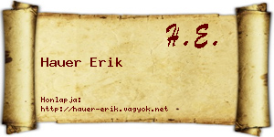 Hauer Erik névjegykártya
